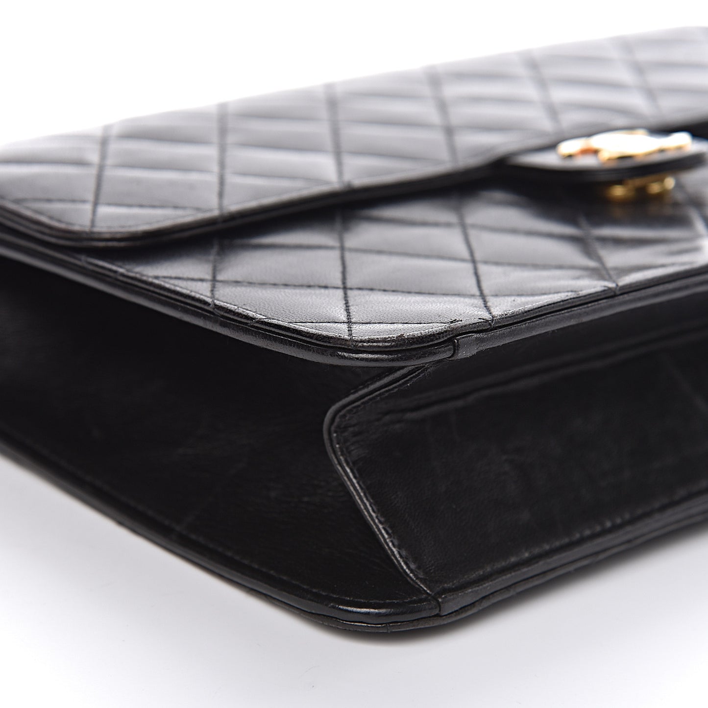 Lambskin Quilted Medium Single Flap Black