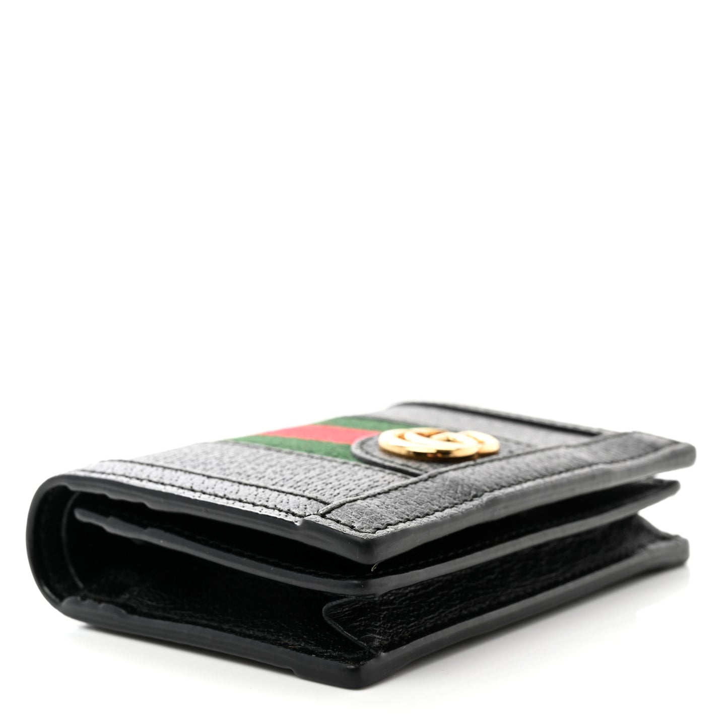 Calfskin Web Ophidia Card Case Black