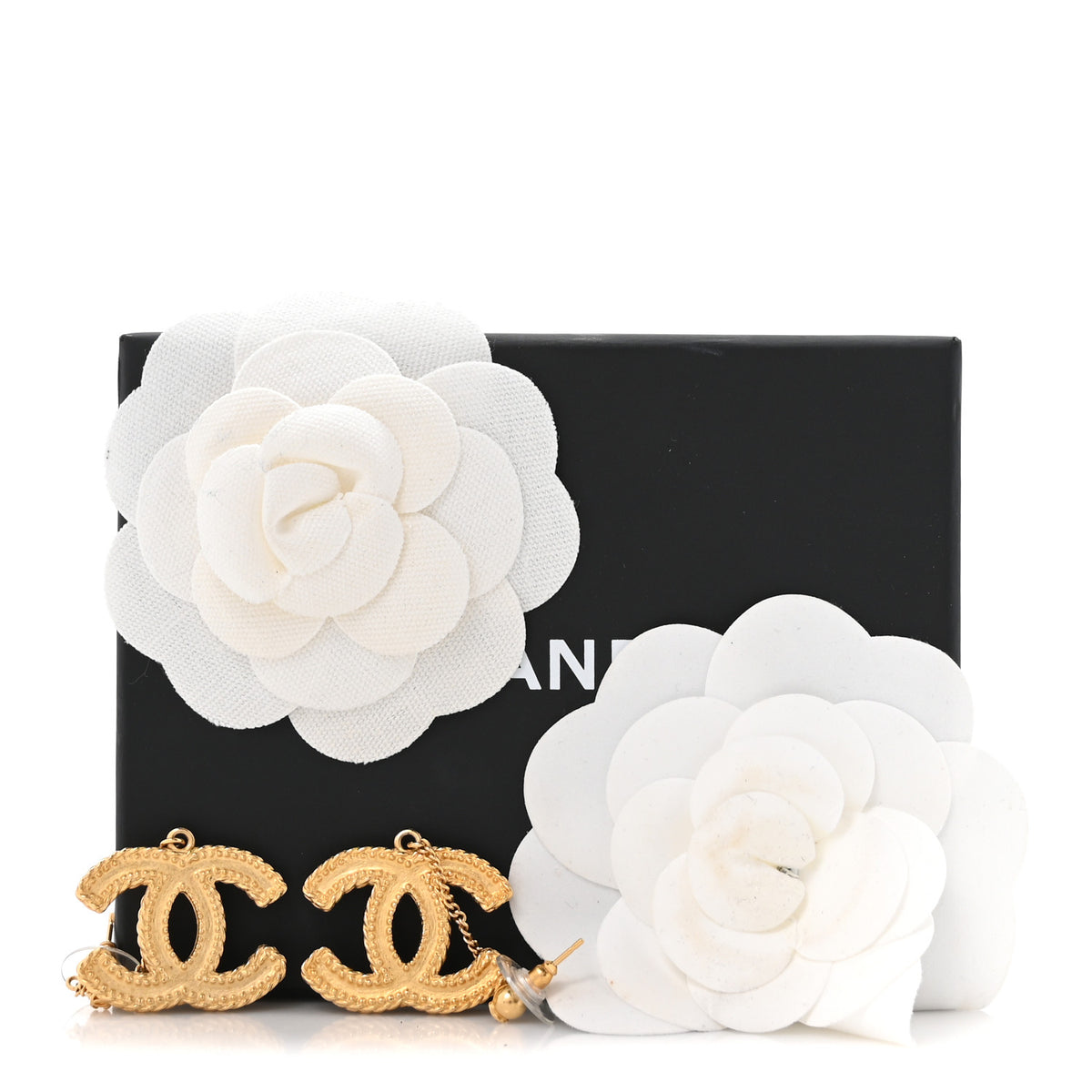 Chanel CC Drop Earrings Matte Gold 5 of 5
