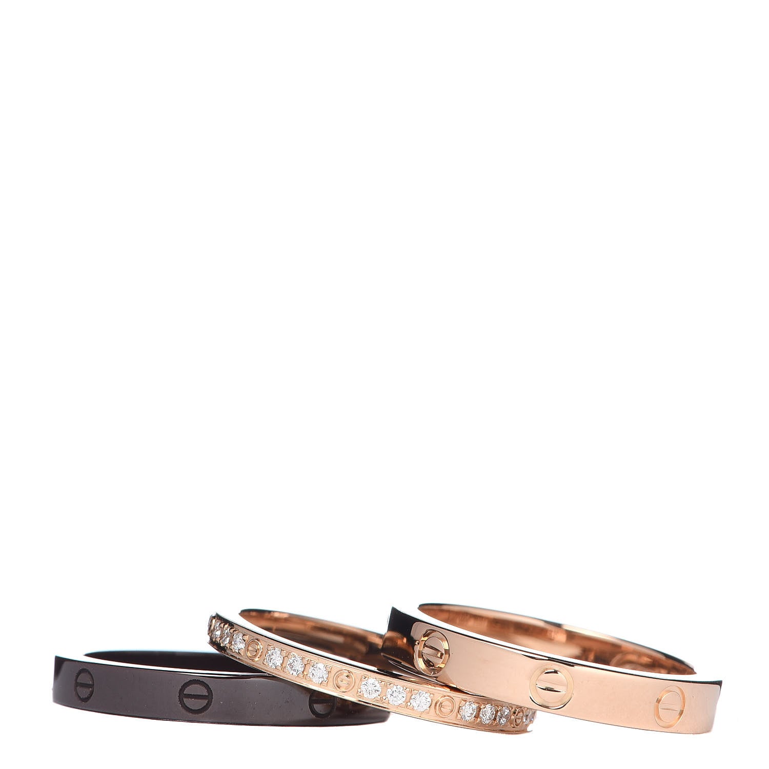 Cartier 18K Pink Gold Diamond Ceramic LOVE Ring Set 48 4.5 1 of 5