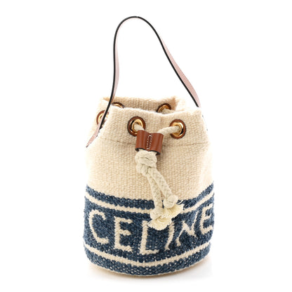 Celine Plein Soleil Textile Calfskin Teen Drawstring Bag Cream Blue 1 of 10