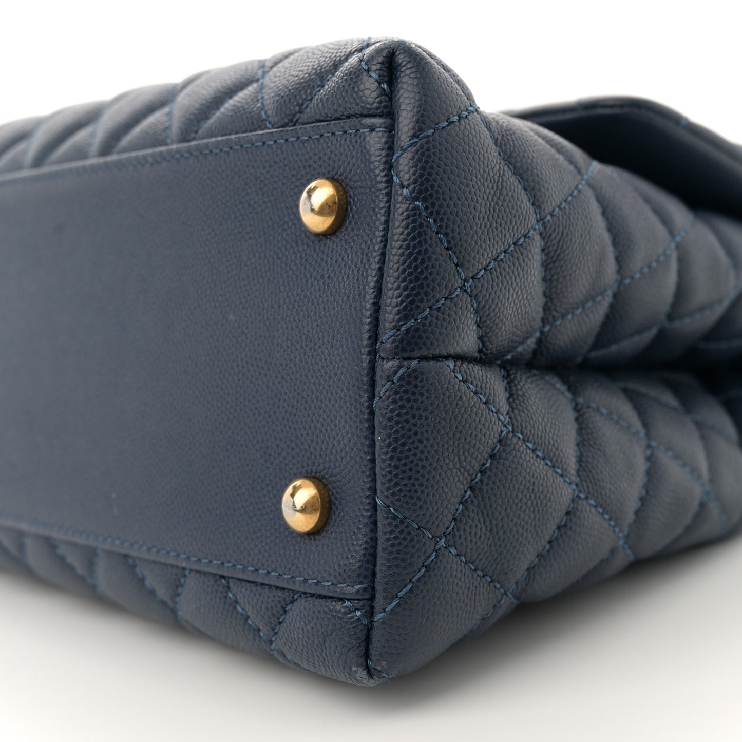 Caviar Lizard Quilted Medium Coco Handle Flap Navy