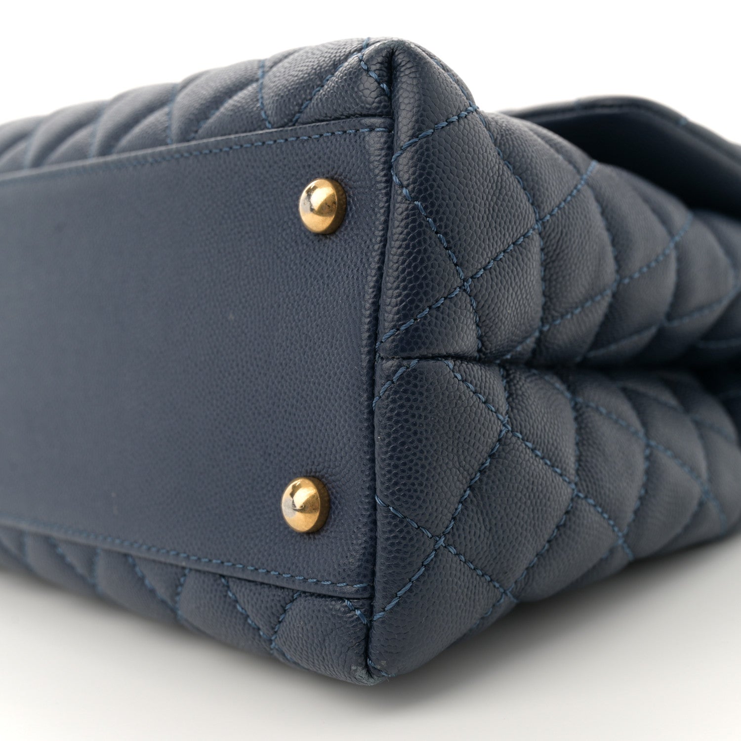 Chanel Caviar Lizard Quilted Medium Coco Handle Flap Navy 10 of 12