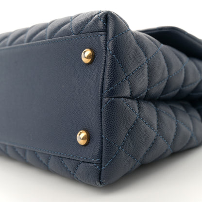 Chanel Caviar Lizard Quilted Medium Coco Handle Flap Navy 10 of 12