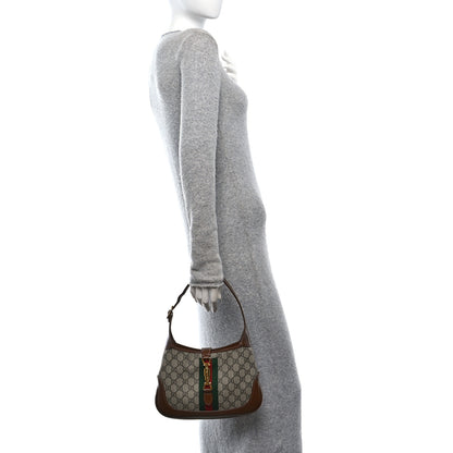 Gucci GG Supreme Monogram Azalea Calfskin Web Small Jackie 1961 Hobo Beige Ebony Brown Sugar 2 of 10