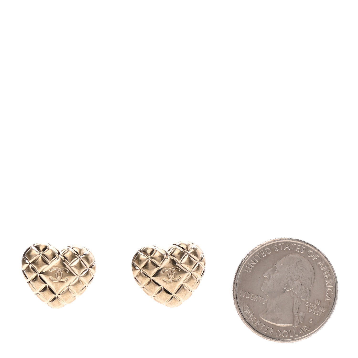 Chanel Quilted CC Heart Earrings Gold 2 of 4