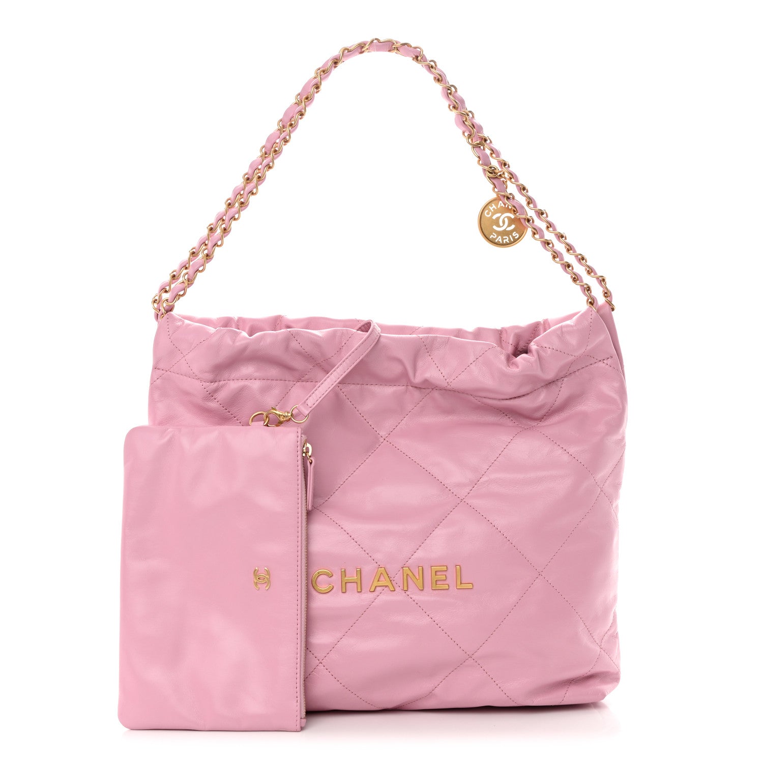 Chanel Shiny Calfskin Quilted Small Chanel 22 Pink 1 of 12