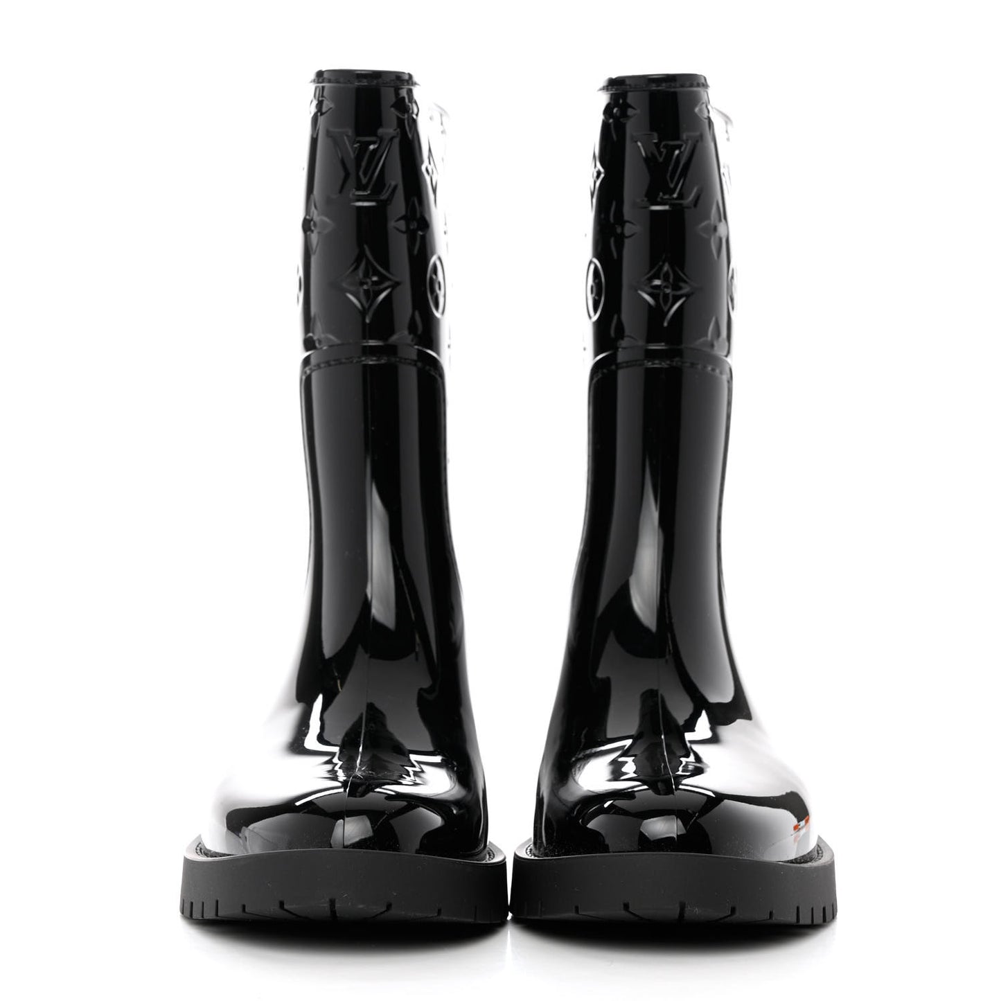 Rubber Embossed Monogram Drops Flat Half Boots 38 Black
