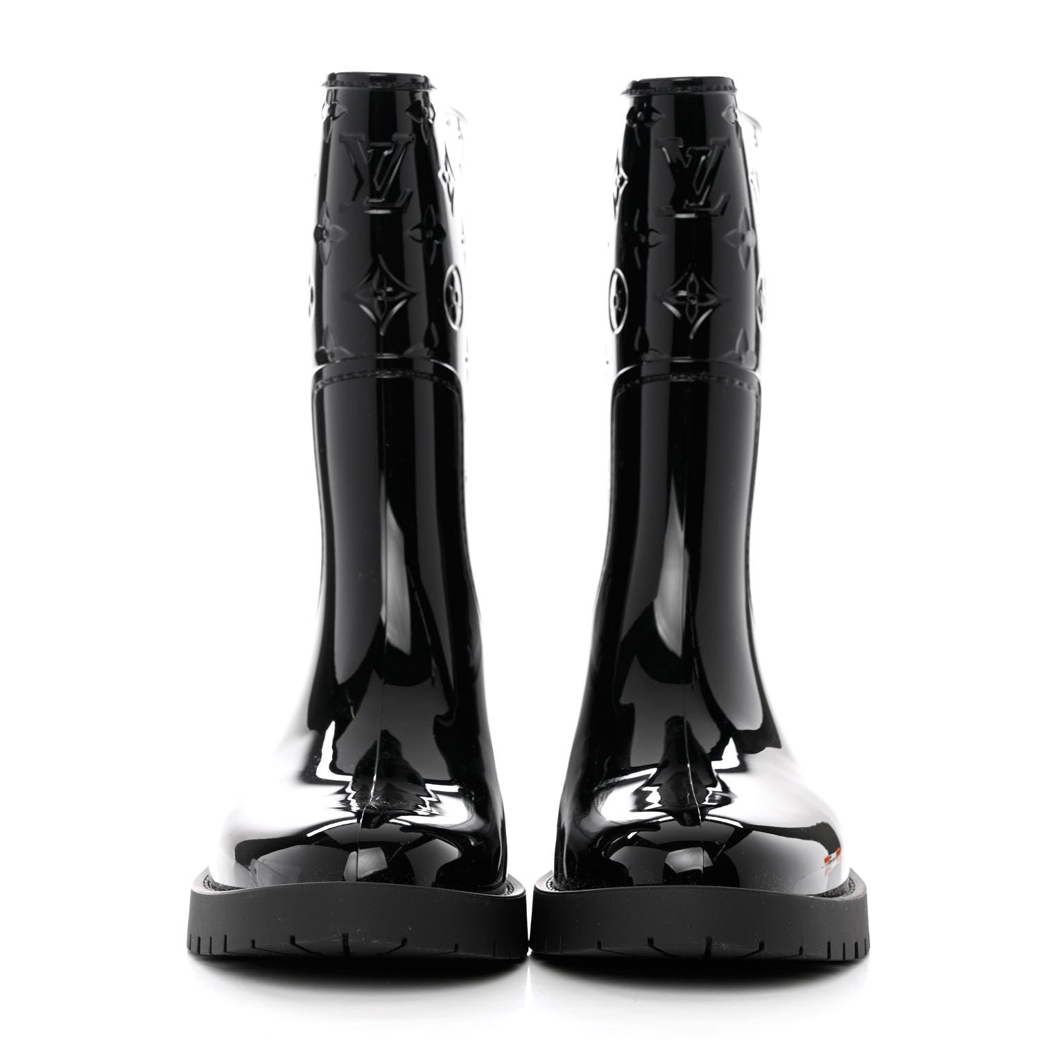 Louis Vuitton Rubber Embossed Monogram Drops Flat Half Boots 38 Black 2 of 7