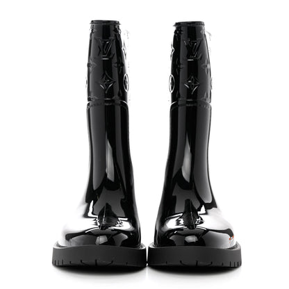 Louis Vuitton Rubber Embossed Monogram Drops Flat Half Boots 38 Black 2 of 7