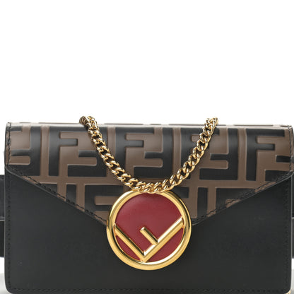 Fendi Vitello Liberty F is Fendi Bi-Color FF 1974 Embossed Envelope Belt Bag Maya Black 7 of 10