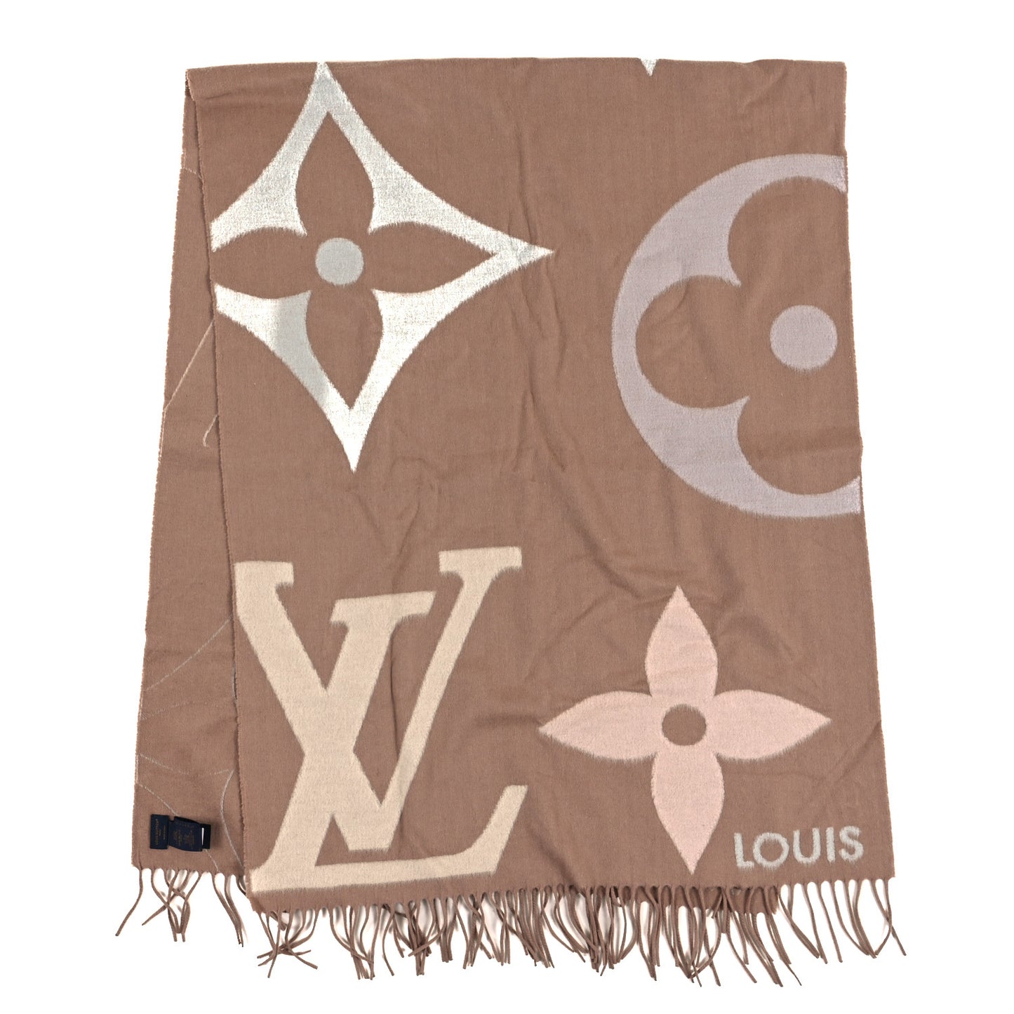 Cashmere Wool Oversized Monogram The Ultimate Scarf Latte