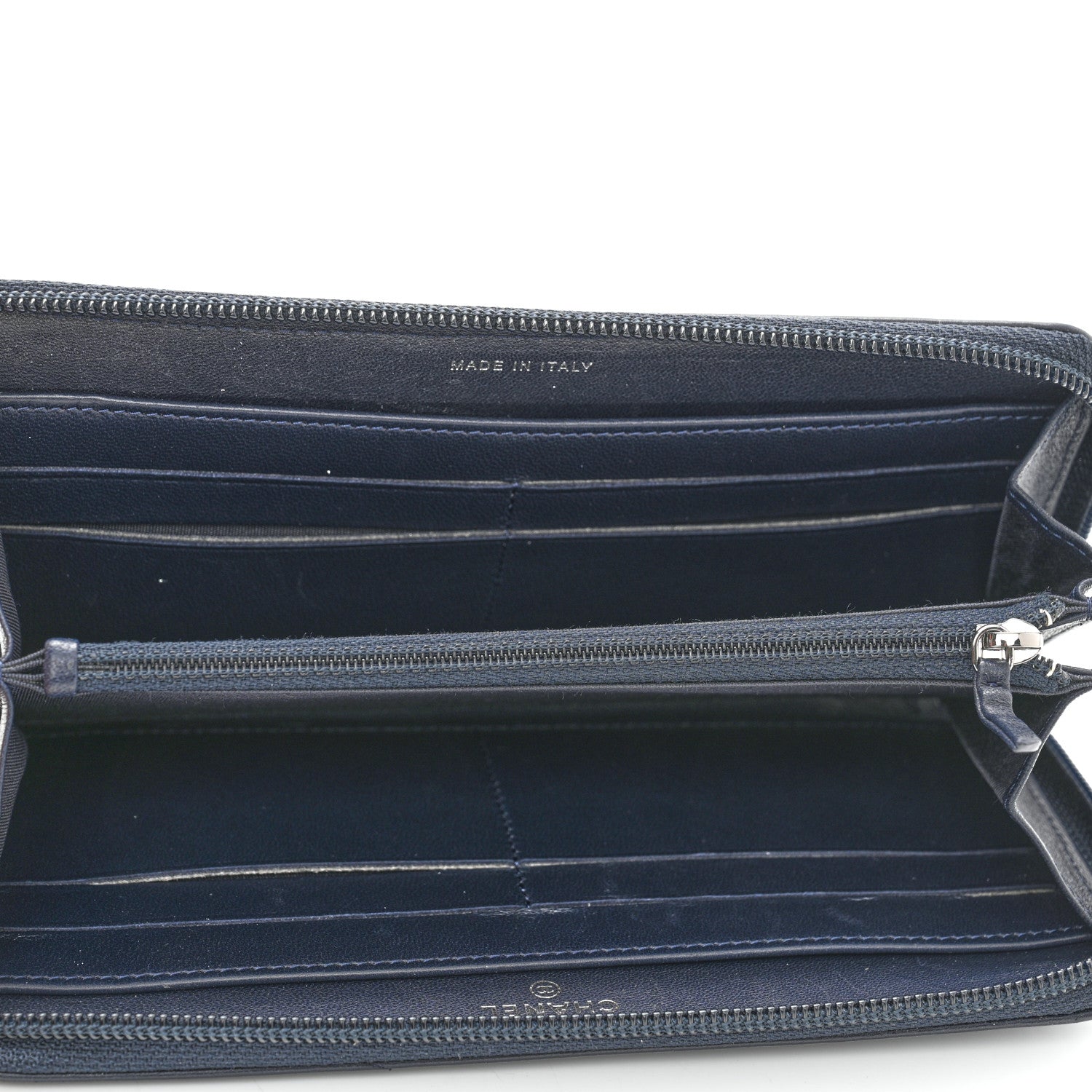 Chanel Lambskin Quilted Boy Zip Around Wallet Navy 5 of 8