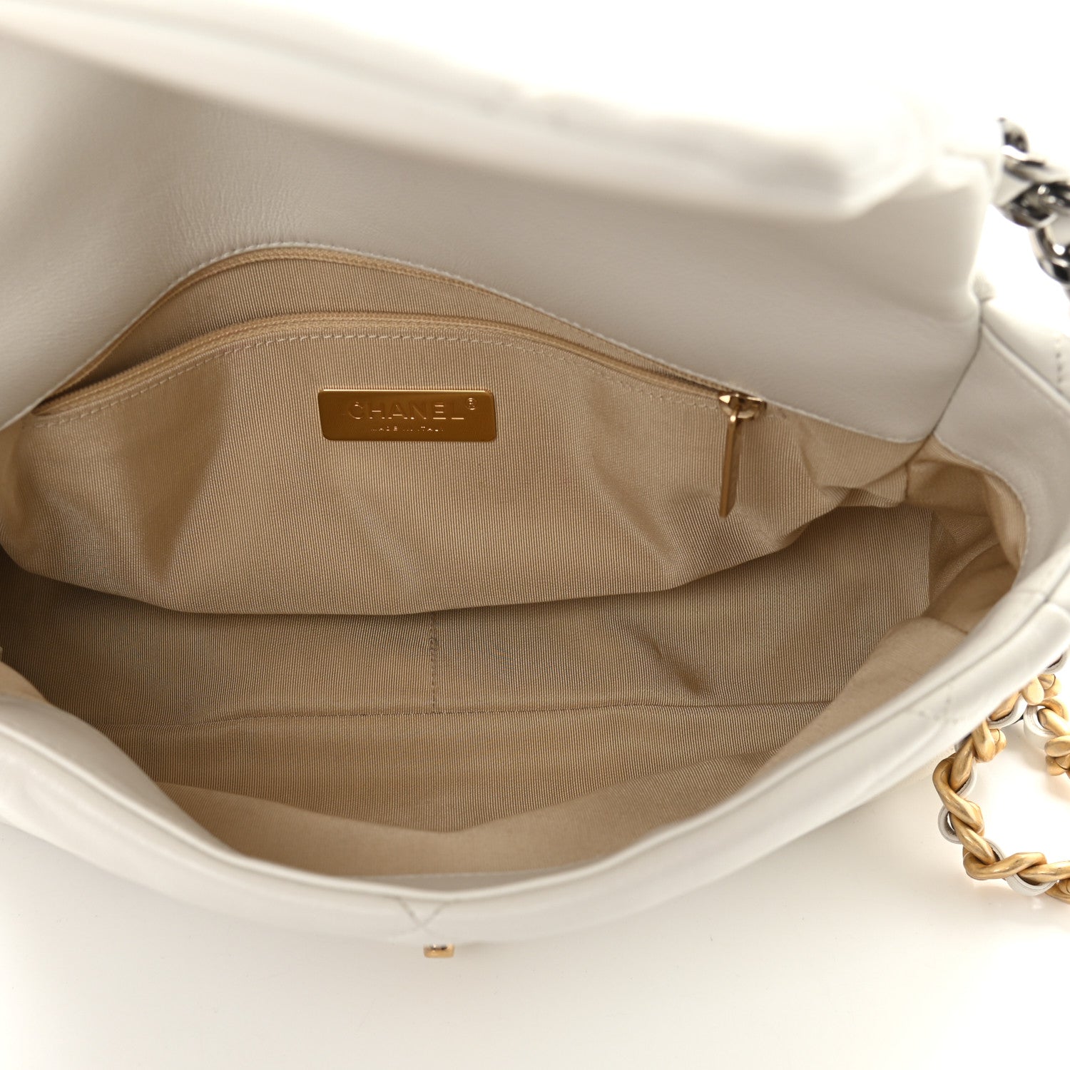 Chanel Goatskin Quilted Large Chanel 19 Flap White 5 of 12
