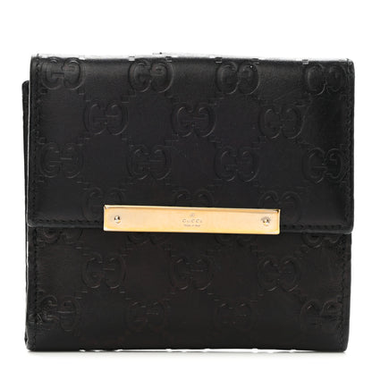 Gucci Guccissima Metal Bar French Flap Wallet Black 1 of 12