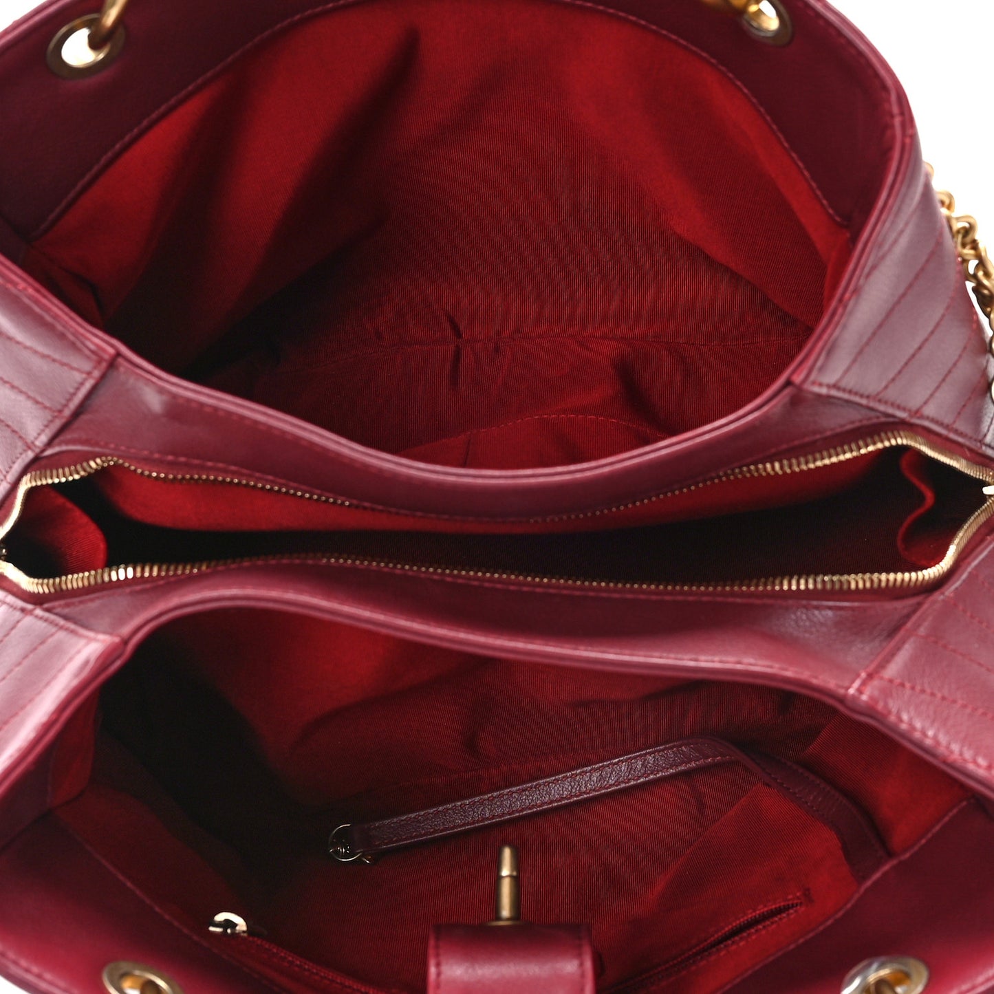 Calfskin Elaphe Stitched Large Chevron Chic Shopping Bag Red