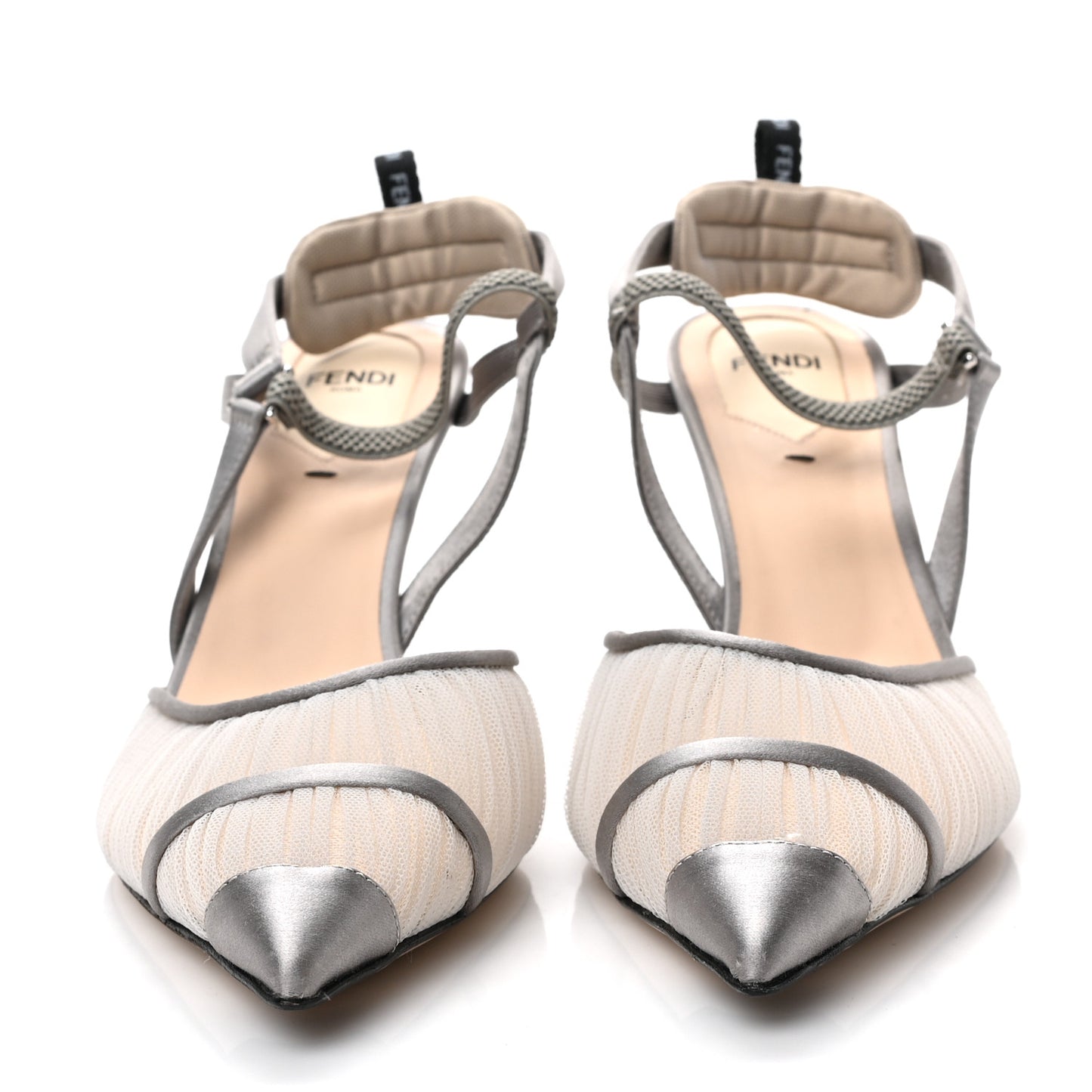 Tulle Satin Colibri Lite 85mm Slingback Pumps 39 Brina Graphite Ghiaia