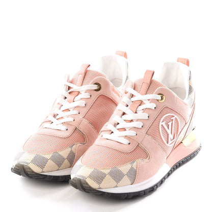 Louis Vuitton Suede Damier Azur Run Away Sneakers 37.5 Pink 2 of 8