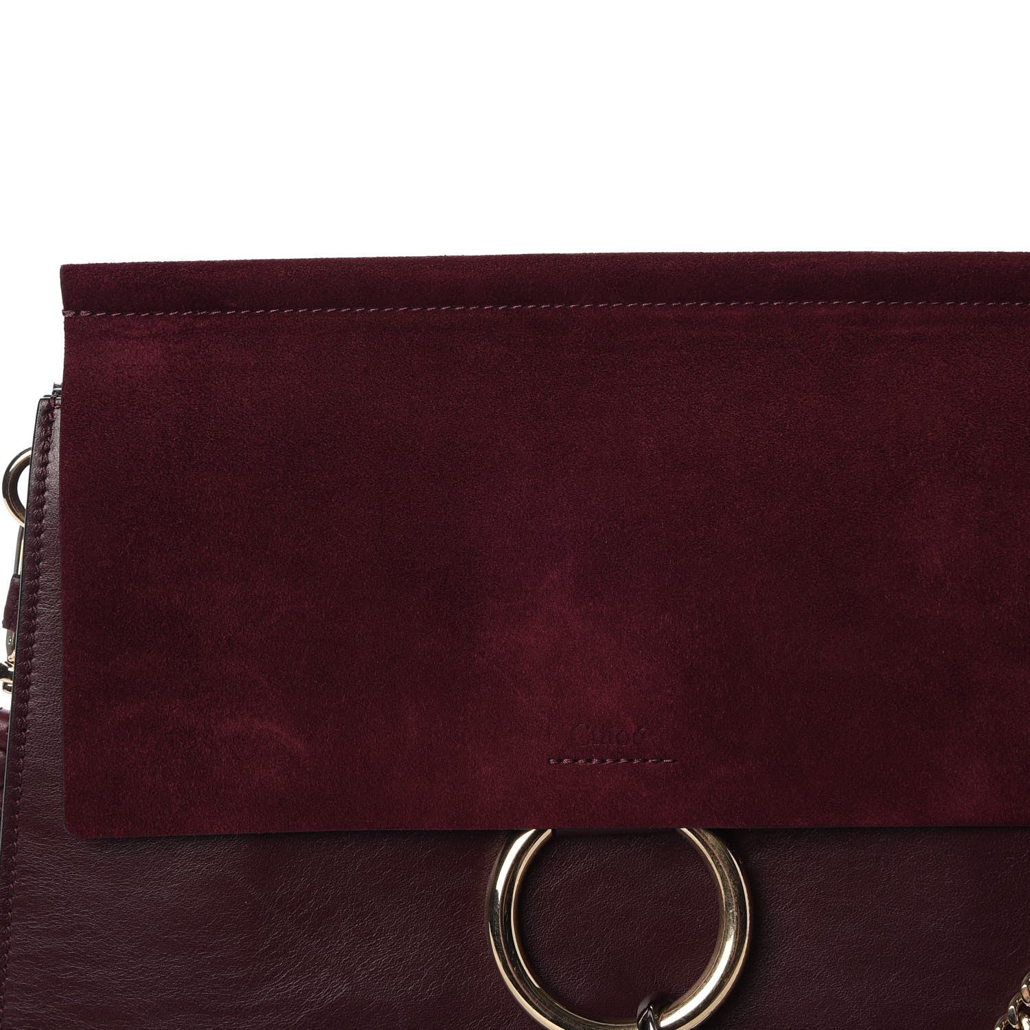 Chloe Suede Calfskin Medium Faye Shoulder Bag Dark Purple 5 of 12