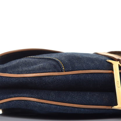 Christian Dior Denim Calfskin Saddle Bag Blue 9 of 9