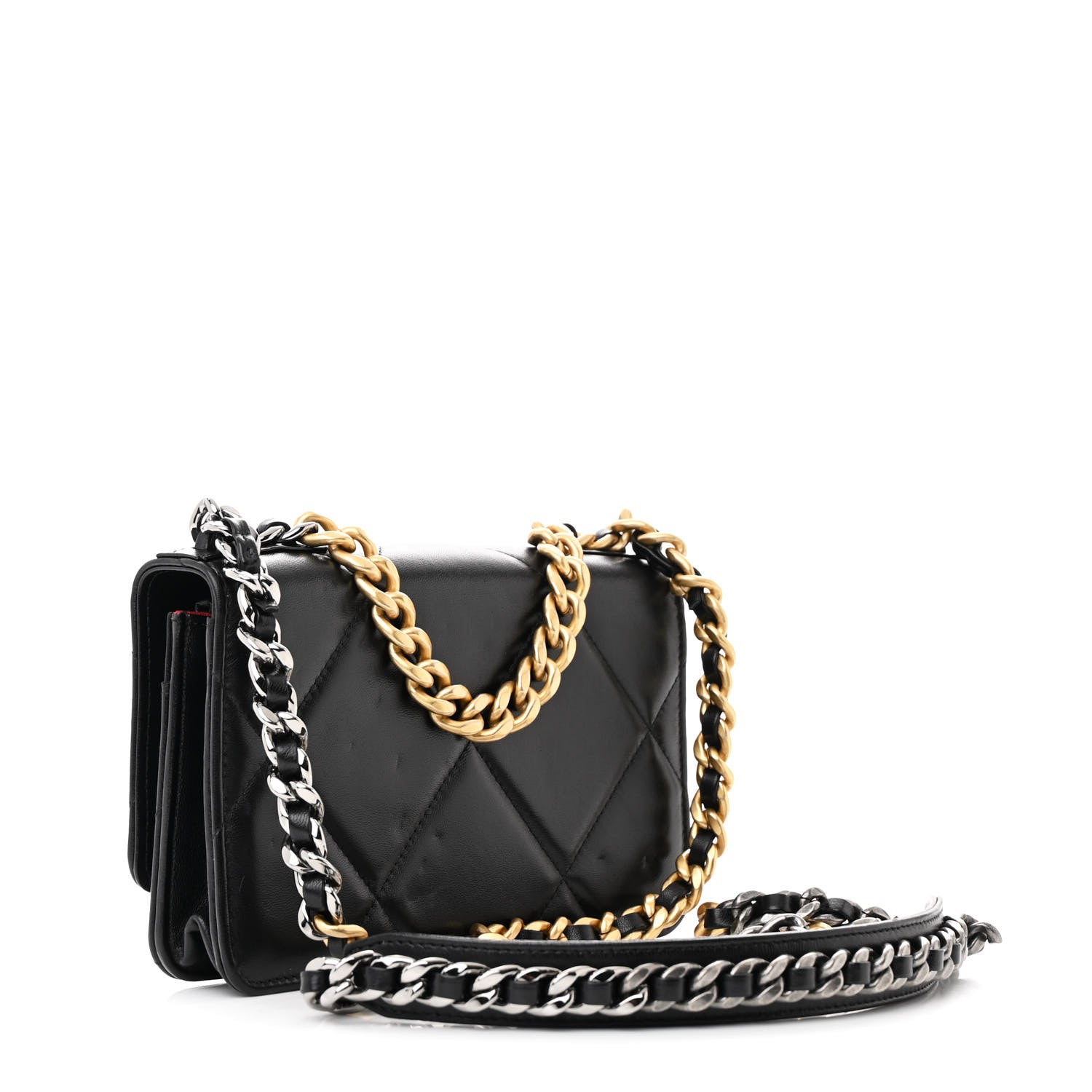 Chanel Lambskin Quilted Chanel 19 Wallet On Chain WOC Black 3 of 12