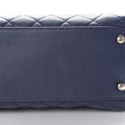 Chanel Caviar Lizard Quilted Medium Coco Handle Flap Navy 10 of 11