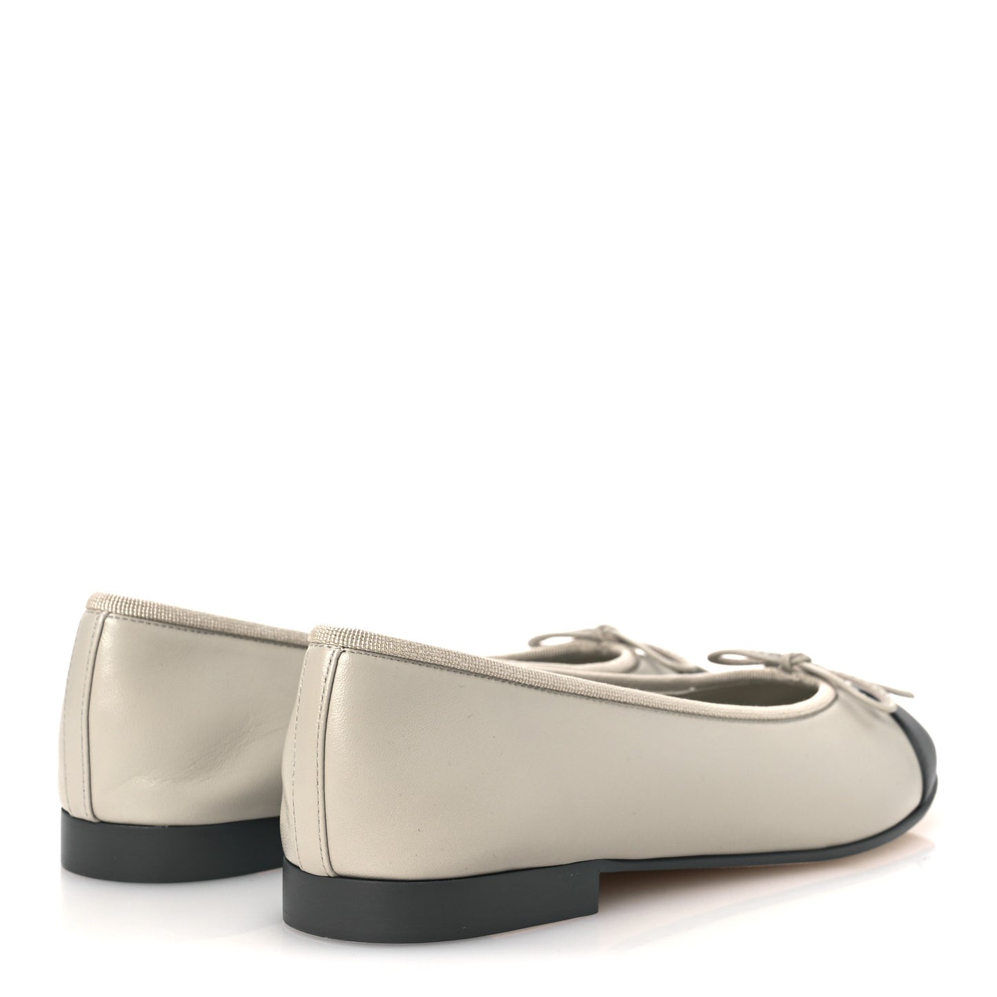 Lambskin Cap Toe CC Ballerina Flats 37.5 Light Gray Dark Gray