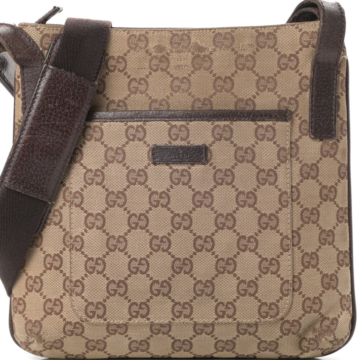 Monogram Flat Messenger Bag Dark Brown