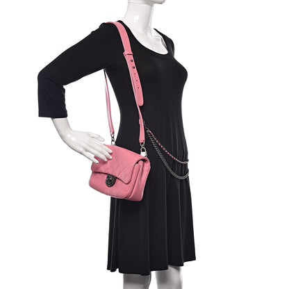 Chanel Shiny Goatskin Quilted Small Double Carry Waist Chain Flap Pink 4 of 13