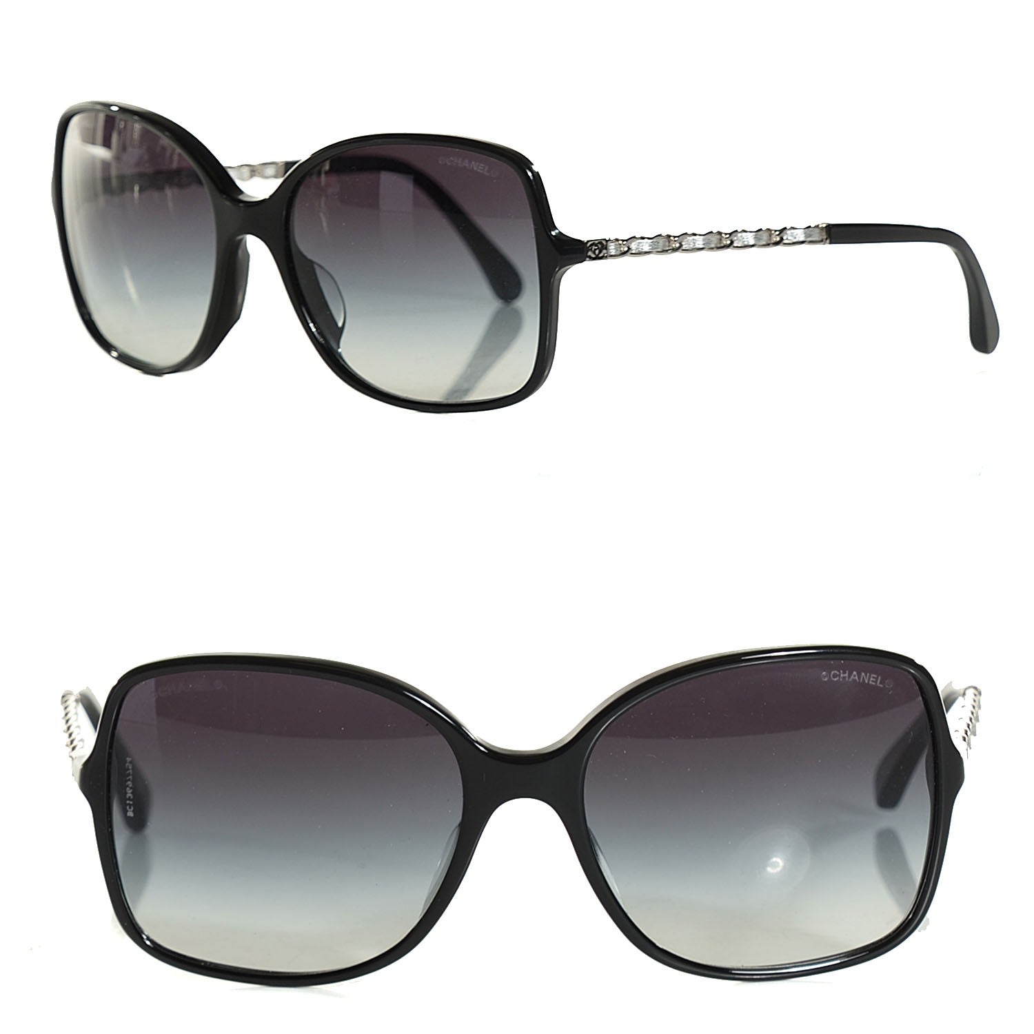 Chanel Acetate Lambskin Chain Square Sunglasses 5210-Q Black 1 of 6