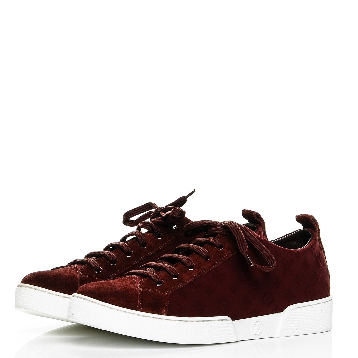 Neoprene Suede Embossed Monogram Stellar Low Top Sneakers 38 Burgundy