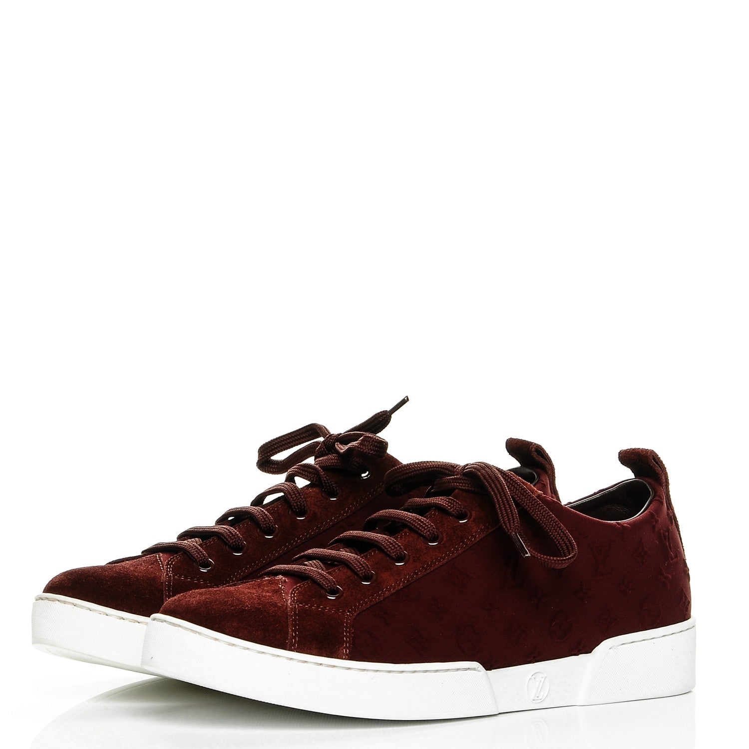 Louis Vuitton Neoprene Suede Embossed Monogram Stellar Low Top Sneakers 38 Burgundy 3 of 8
