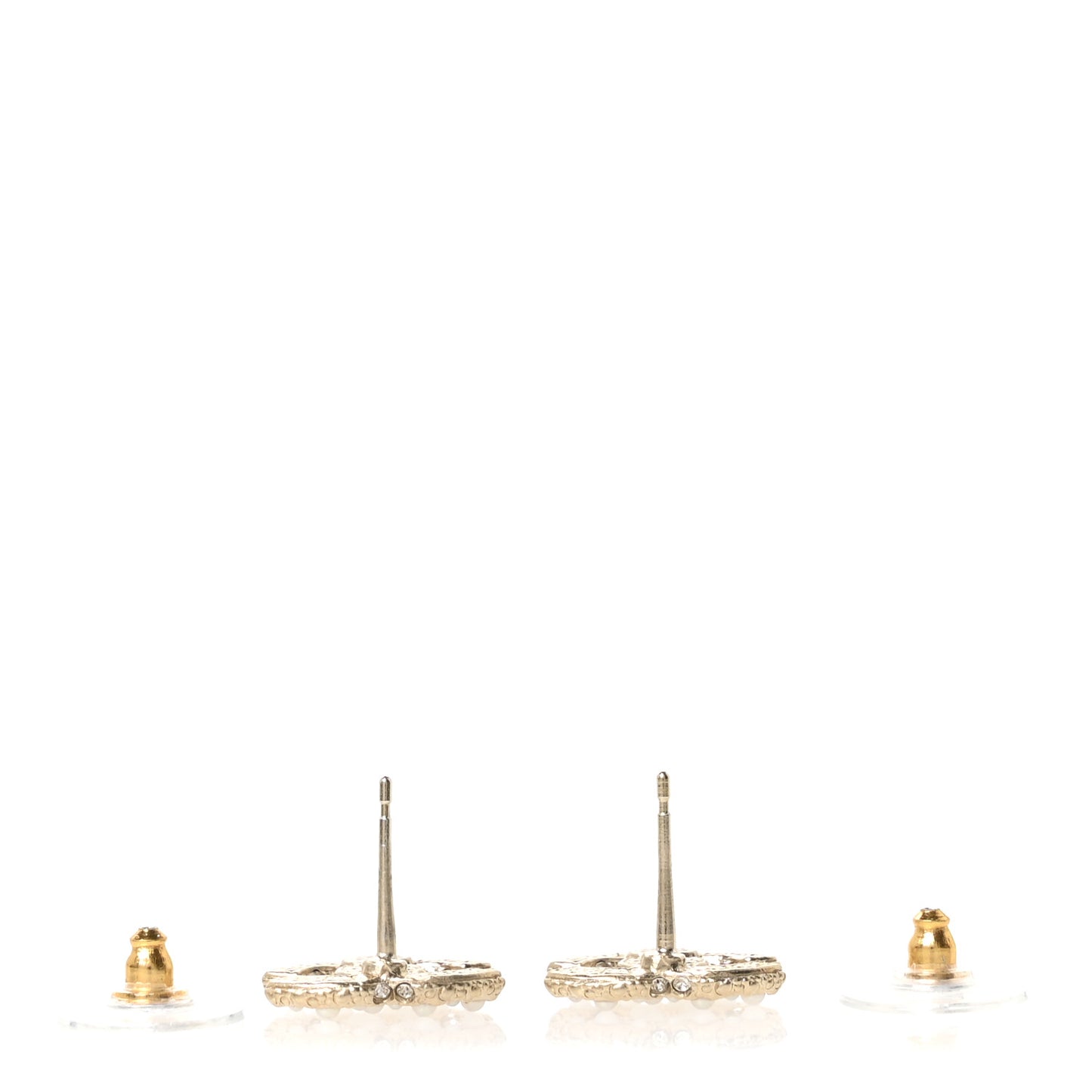 Metal Graduated Pearl Crystal CC Earrings Light Gold