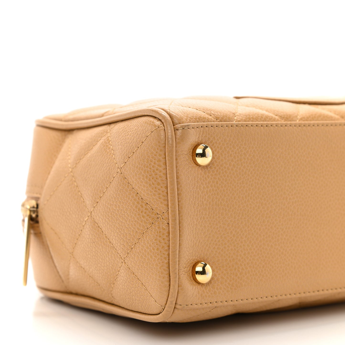 Caviar Quilted Small Bowler Beige
