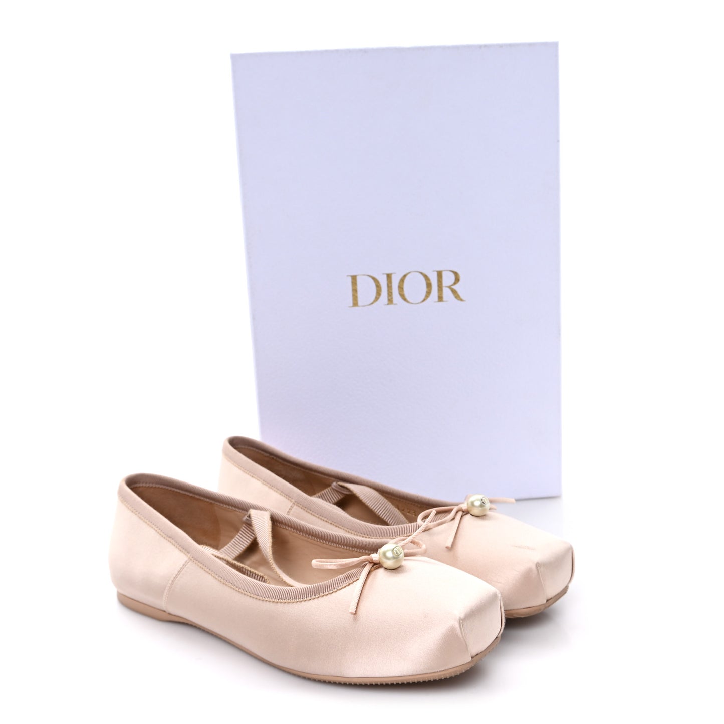 Satin Grosgrain D-Joy Ballet Flats 36 Beige Rose