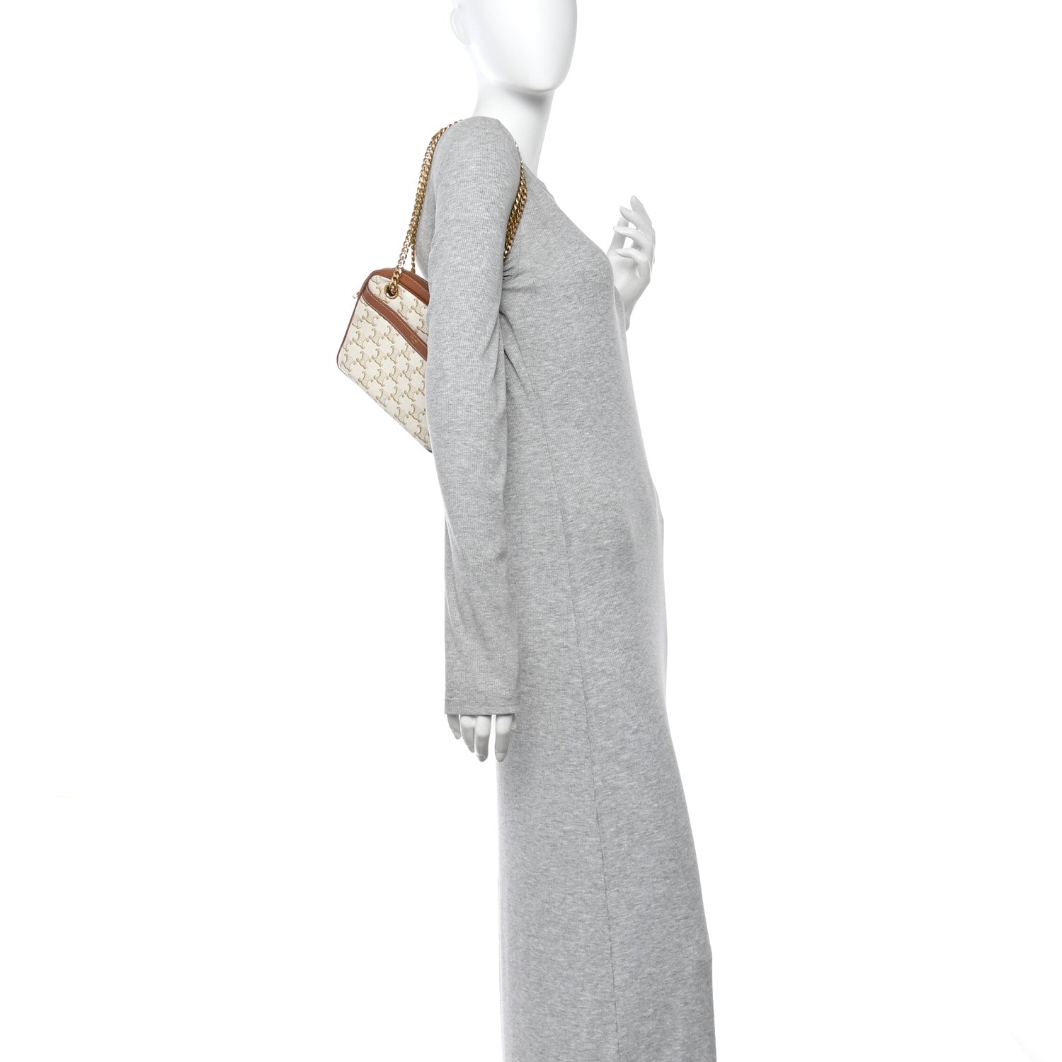Celine Calfskin Triomphe Canvas Small Patapans White 2 of 9