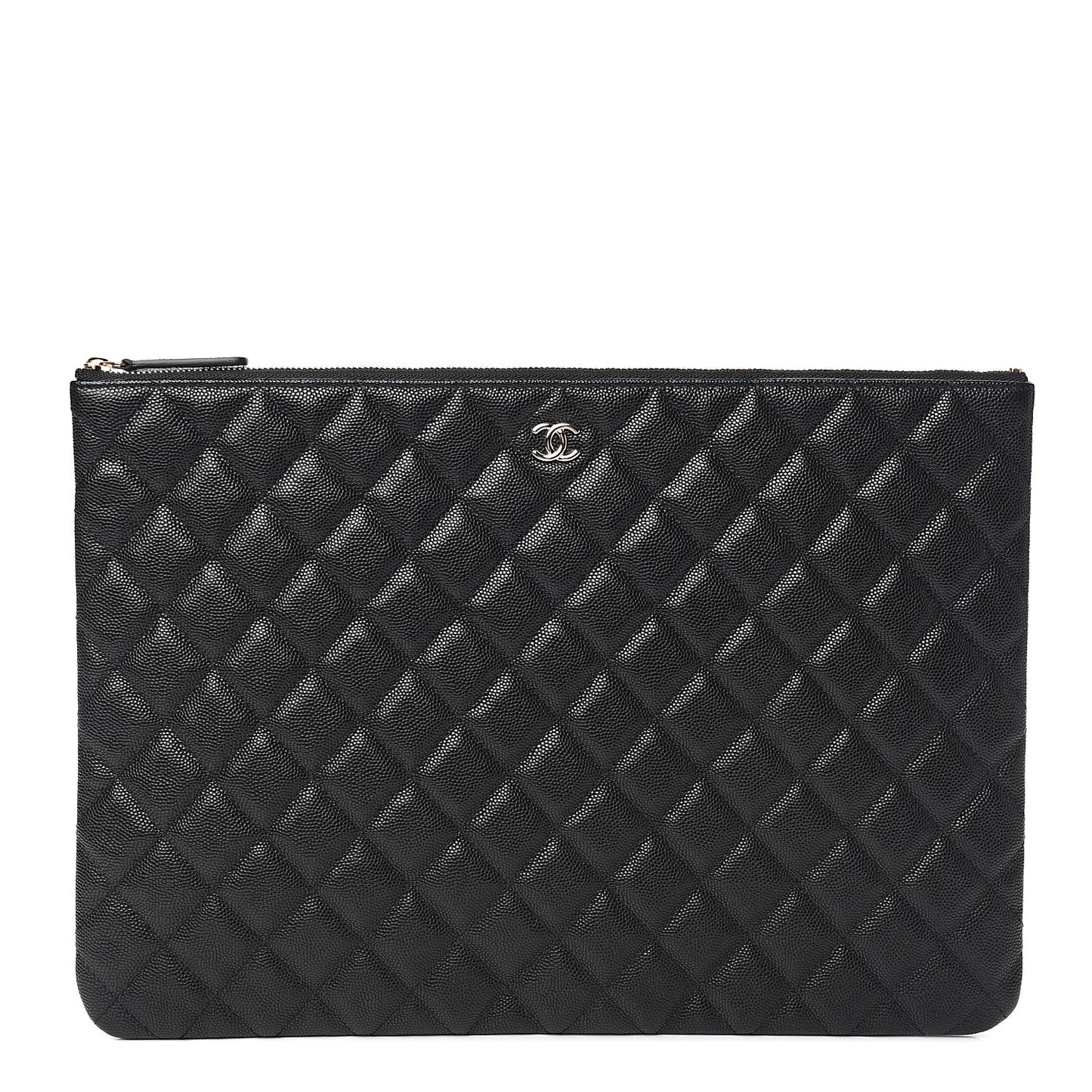 Caviar Quilted Large Cosmetic Case Black
