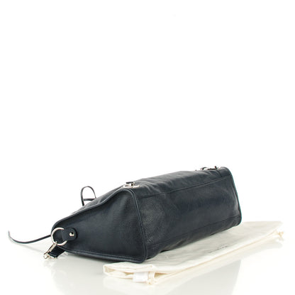 Balenciaga Chevre Silver Metallic Edge Hardware City Bleu Nuit Dark Sea 4 of 7