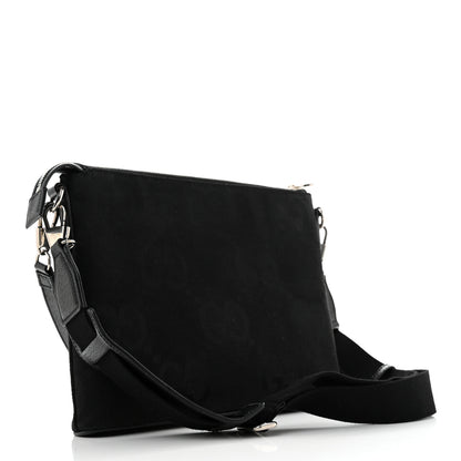 Gucci Monogram Jumbo GG Textured Dollar Calfskin Wristlet Messenger Bag Black 2 of 13