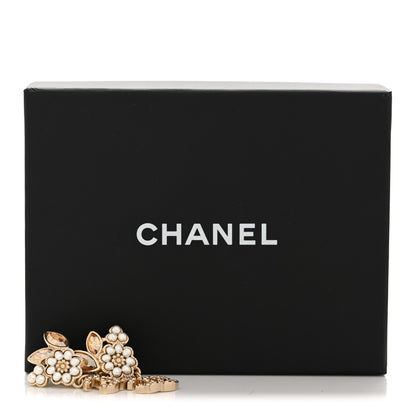 Chanel Pearl Crystal Drop CC Earrings Gold White 5 of 5