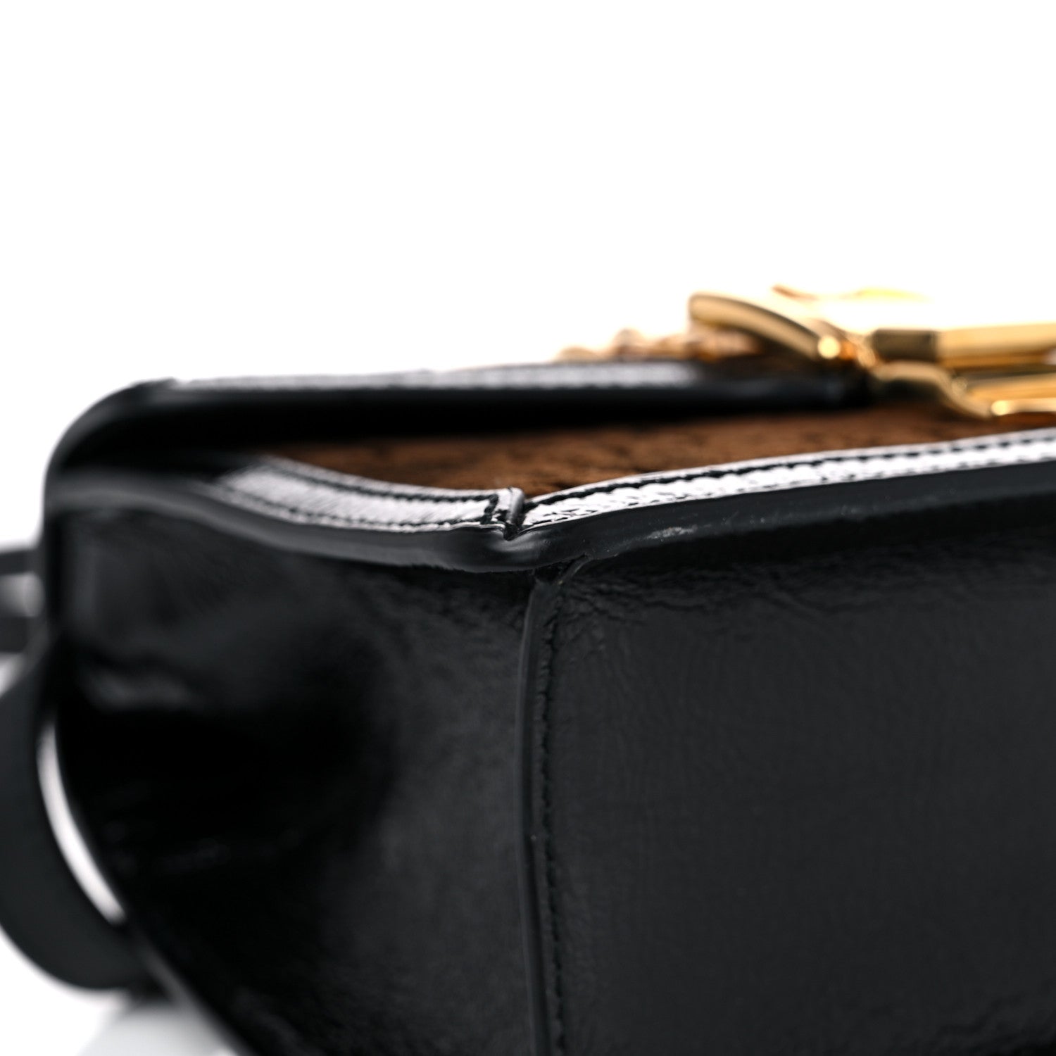 Gucci Velvet GG Monogram Web Mini Sylvie Top Handle Bag Brown Black Oro Vecchio 9 of 15