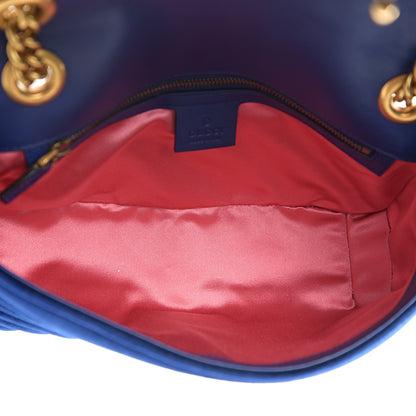 Gucci Velvet Matelasse Small GG Marmont Shoulder Bag Cobalt Blue 4 of 9