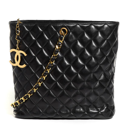 Chanel Lambskin Quilted CC Shopping Tote Black 1 of 9