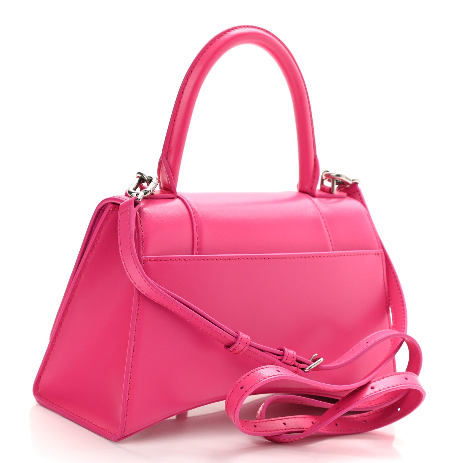 Balenciaga Shiny Box Calfskin Small Hourglass Top Handle Bag Acid Fuchsia 3 of 10