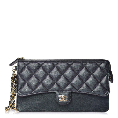 Chanel Iridescent Caviar Quilted Classic Pouch With Handle Black 1 of 9