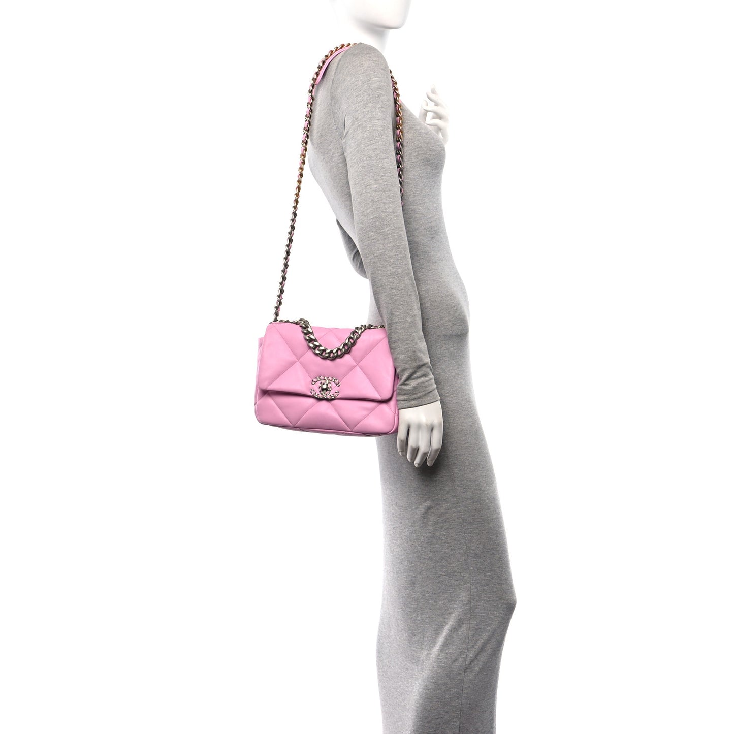 Lambskin Quilted Medium Chanel 19 Flap Pink