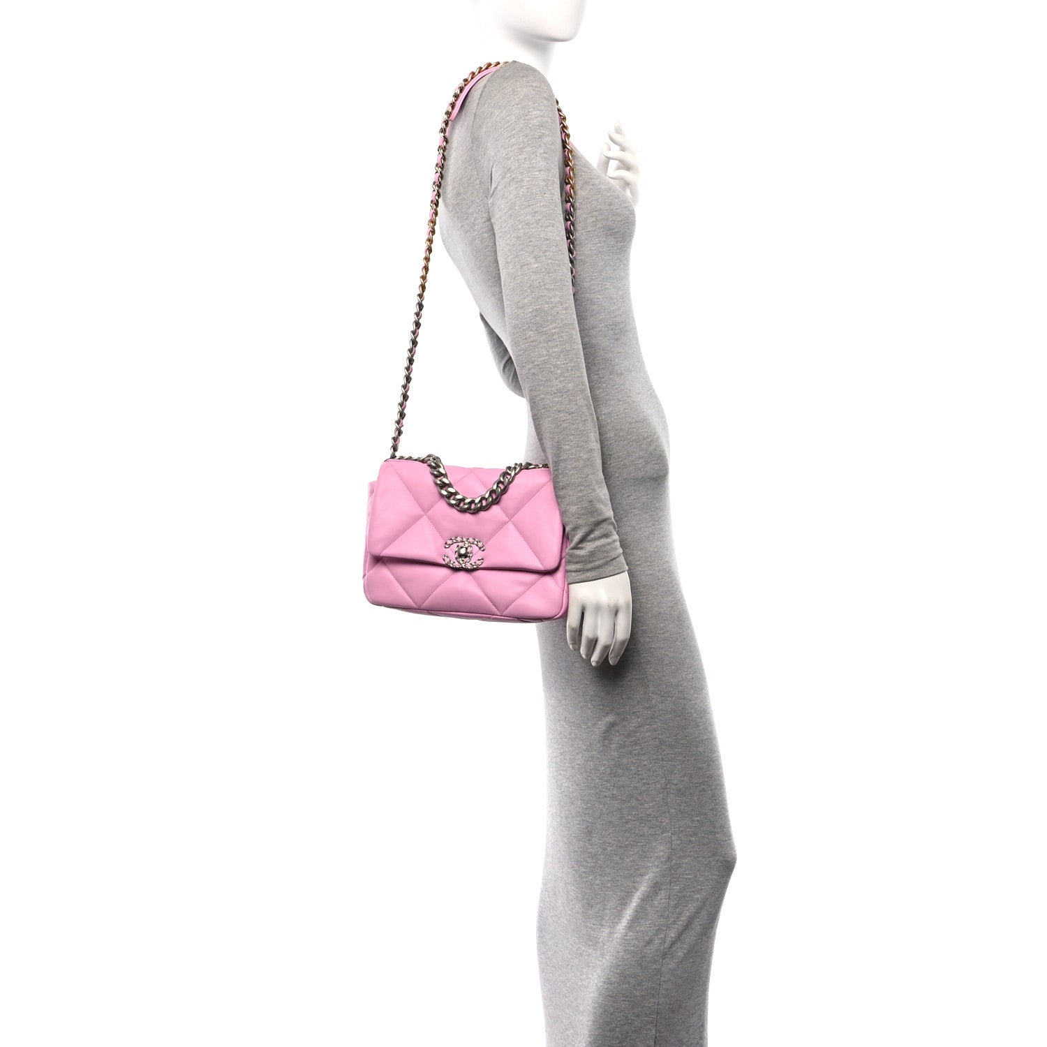 Chanel Lambskin Quilted Medium Chanel 19 Flap Pink 2 of 10