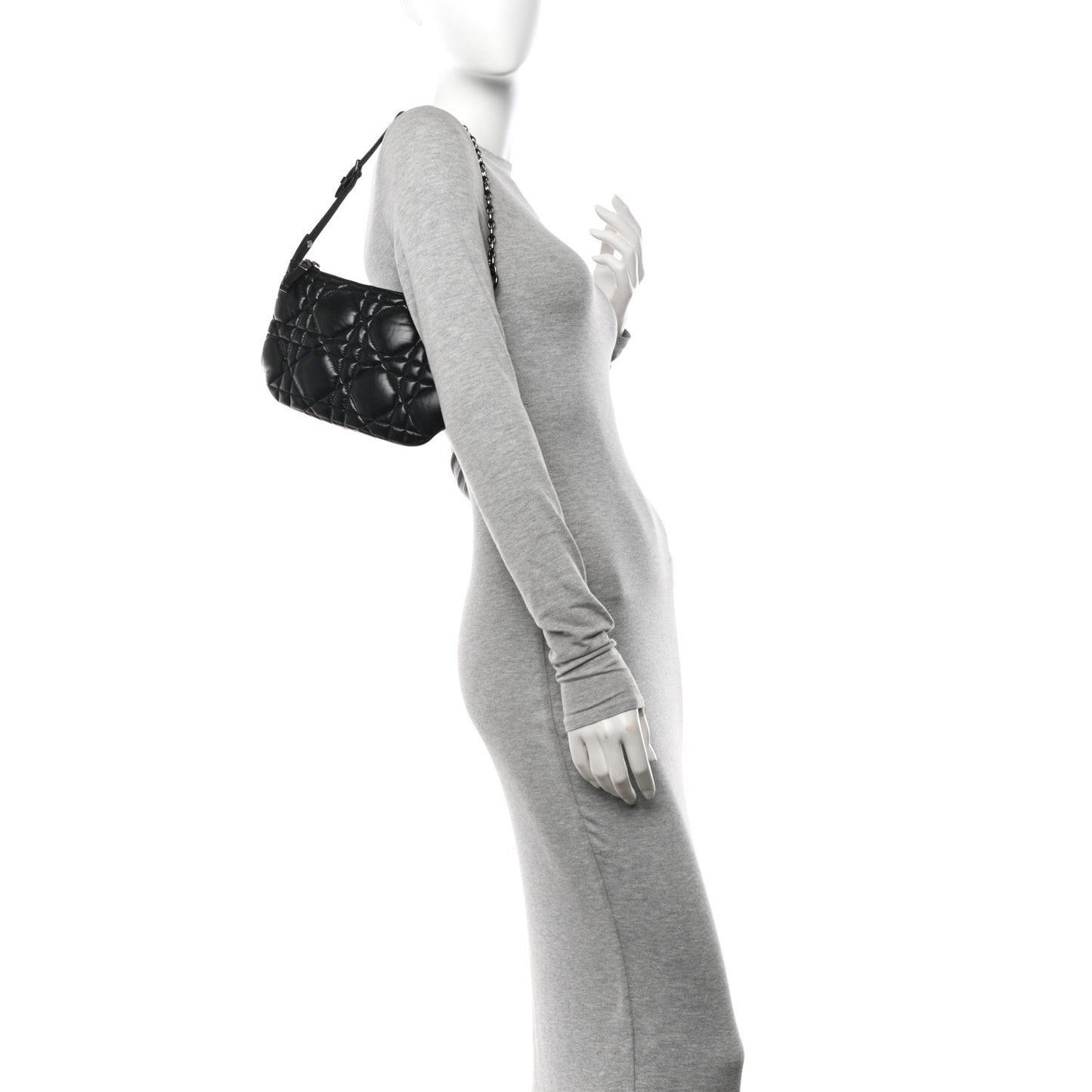 Calfskin Macrocannage Mini Dior Caro Tulip Bag Black