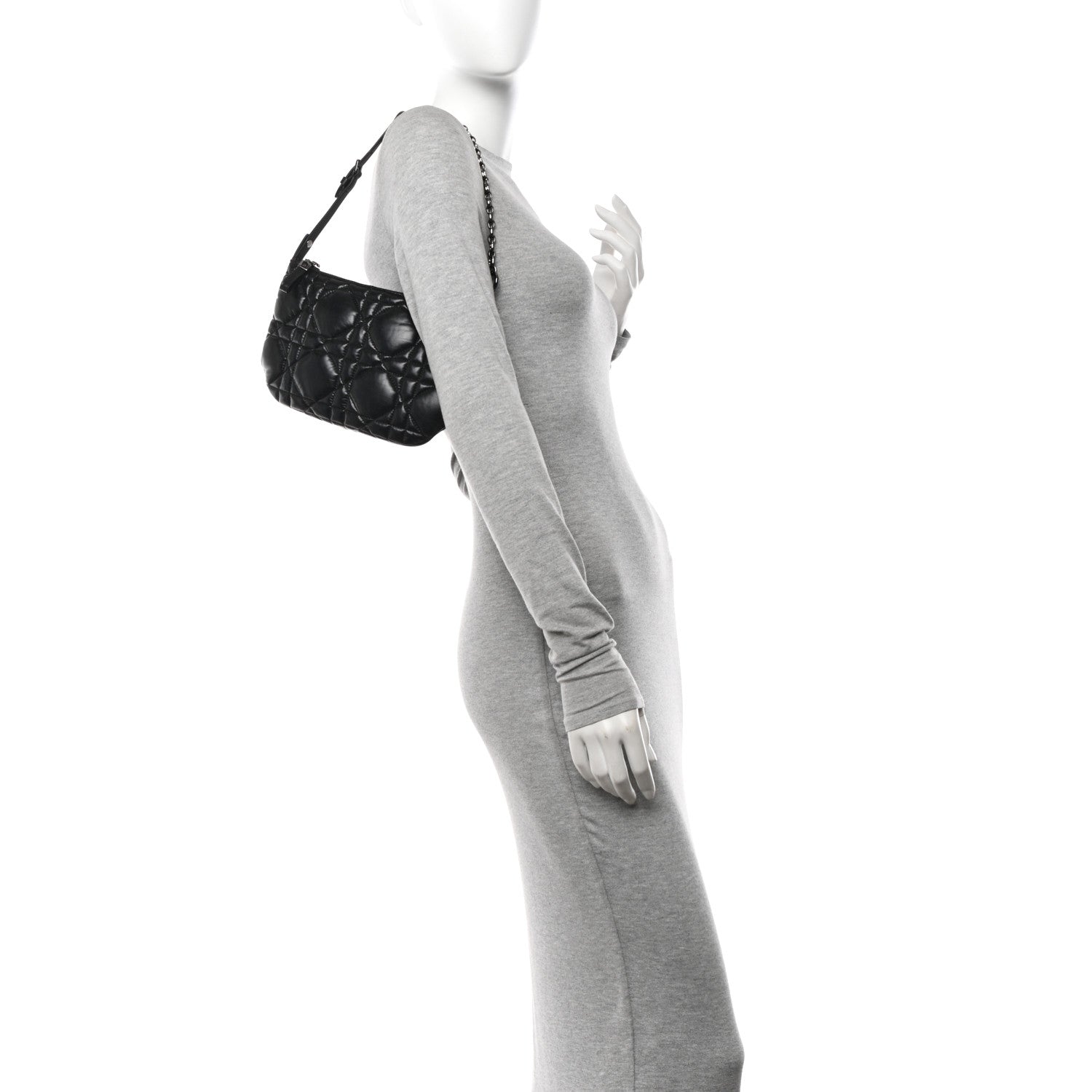 Christian Dior Calfskin Macrocannage Mini Dior Caro Tulip Bag Black 2 of 10