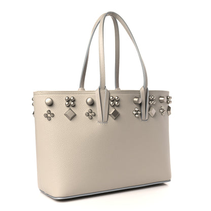 Christian Louboutin Calfskin Spikes Small East West Cabata Tote Light Grey 4 of 10
